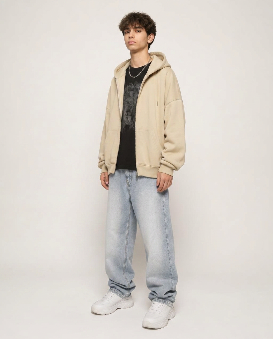 Styled look photographed from the three-quarter angle